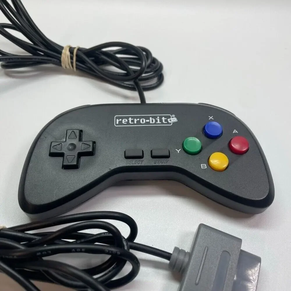 Lot of 2 Retro-bit‎ SNES Super Nintendo Controller - Black Multi Color Buttons